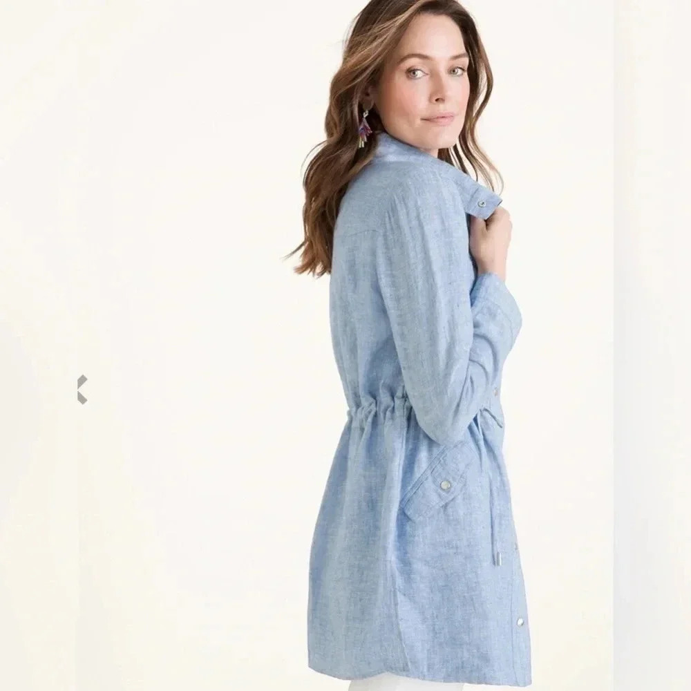 Chico’s Cross Dye Linen Utility Jacket size 2- medium